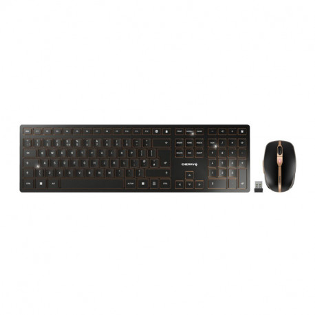 Cherry DW 9100 Slim bežična/BT tipkovnica + miš, AES-128 enkripcija, crna