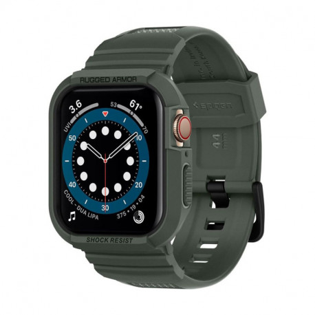 Spigen Rugged Armor Pro, zaštitna maska s remenom za Apple pametni sat, zelena - Apple Watch 8/7 (45mm)/SE 2022/6/SE/5/4
