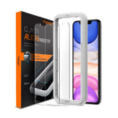 Spigen Align Glas.tR, zaštitno staklo za ekran telefona, 2 kom + okvir za instalaciju - iPhone 11/XR (AGL00101)