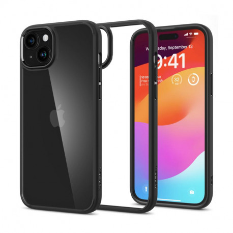 Spigen Crystal Hybrid, zaštitna maska za telefon, mat crna - iPhone 15 Plus (ACS06462)