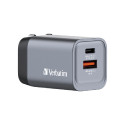 Verbatim GNC-35 GaN zidni punjač 35W, 1×USB-C PD 35W / 1×USB-A QC3.0 