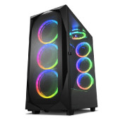 Sharkoon REV300 Midi Tower E-ATX kućište bez napajanja, prozirna bočna stranica, RGB ventilatori prednji 3×140/stražnji 