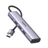 UGREEN 5-portni USB-A HUB 3xUSB-A 3.0,1×USB-C, 1×G-LAN, sivi