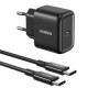 UGREEN zidni punjač 25W, USB-C, PD3.0/QC4.0, crni + USB-C/USB-C kabel 2.0m