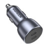 UGREEN CD213 auto punjač 50W, 2×USB-C, PD3.0/QC3.0, sivi