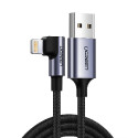 UGREEN Lightning na USB-A (M), kutni 90°, pleteni kabel MFi, 1m