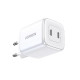 UGREEN Nexode Mini GaN II Tech zidni punjač 45W, 2×USB-C, PD3.0/QC 4.0, bijeli