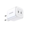 UGREEN Nexode Mini GaN II Tech zidni punjač 45W, 2×USB-C, PD3.0/QC 4.0, bijeli