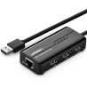 UGREEN 4-portni USB-A HUB 1xEthernet, 3xUSB-A 2.0, 100Mbps, crni