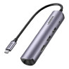 UGREEN 5-portni USB-C HUB 2xUSB-A 3.0 A, 1xHDMI, 1xRJ45, 1x USB-C PD, sivi