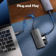UGREEN 4-portni USB-C HUB 2xUSB-A, 2xUSB-C, 10Gbps, sivi