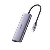 UGREEN 4-portni USB-C HUB 3xUSB 3.0 A, 1xRJ45 + micro USB power port, sivi