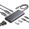 UGREEN 8-portni Revdok USB-C HUB USB-C 2xUSB-C, 2xUSB-A, 1xHDMI 4K 60, 1xHDMI 4K 30, 1xVGA, 1xUSB-C PD 100W, sivi 