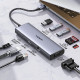 UGREEN 9-portni USB-C HUB 3xUSB-A,1xHDMI 4K 60, 1xVGA, 1xUSB-C PD 100W, 1xRJ45, 1xSD, 1xTF, sivi