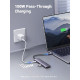 UGREEN 7-portni USB-C HUB 2xUSB-A, 1xUSB-C PD 100W, 1xUSB-C, 1xHDMI 4K, 1xSD, 1xTF, sivi