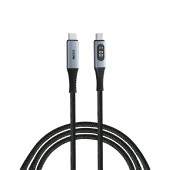 Verbatim Sync & Charge kabel USB C na USB C sa zaslonom, M/M, 100W PD3.0 /QC3.0, crni, 1.2m