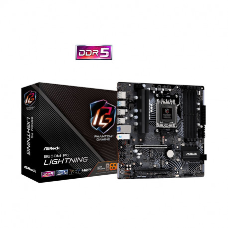 ASROCK B650M PG Lightning, S. AM5, 4x DDR5/7200(OC), PCIe 5.0, HDMI, DP, mATX