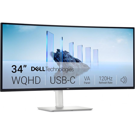 Monitor Dell 34 Plus S3425DW Curved, 3440x1440, WQHD, 120Hz, VA Antiglare, 21:9, 3000:1, 300 cd/m2,