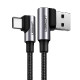 UGREEN USB-C (M) na USB 2.0 A (M), 3A, kutni 90°, crni, pleteni kabel MFi, 2m