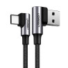 UGREEN USB-C (M) na USB 2.0 A (M), 3A, kutni 90°, crni, pleteni kabel MFi, 2m