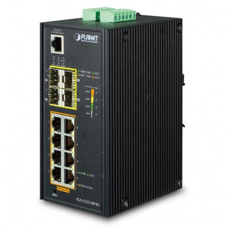 Planet Industrial L2 8-Port 10 100 1000T 802.3at PoE 4-Port 100 1000X SFP Managed Ethernet Switch