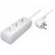 Transmedia 3-way power strip, white 1,4m