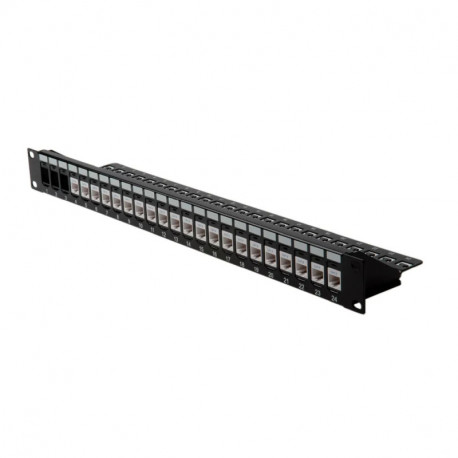 Roline 24-portni Patch Panel (prazni) 19" Keystone UTP Cat.5e/6/Class E, crni