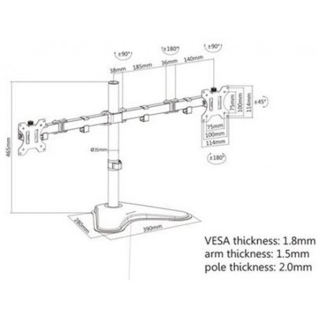 Manhattan nosač monitora 13"-32",8kg po monit,crni