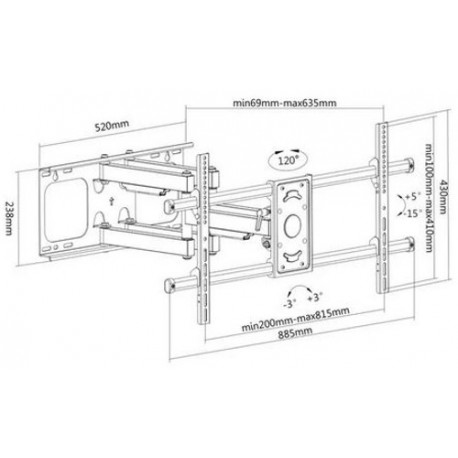 Manhattan TV nosač zidni 37"-90" do 75kg, crni