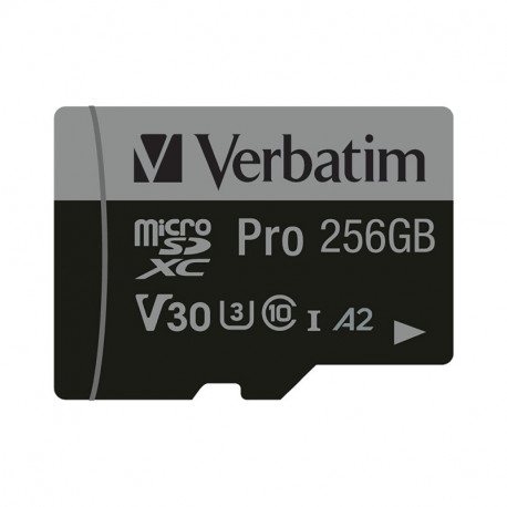 Verbatim memorijska kartica PRO Micro SDXC 256GB, U3, A2, V30, Class 10 Card + adapter