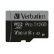 Verbatim memorijska kartica PRO Micro SDXC 512GB, U3, A2, V30, Class 10 Card + adapter