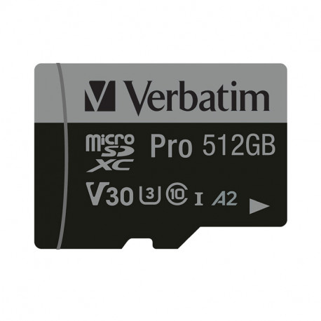 Verbatim memorijska kartica PRO Micro SDXC 512GB, U3, A2, V30, Class 10 Card + adapter