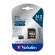 Verbatim memorijska kartica PRO Micro SDXC 512GB, U3, A2, V30, Class 10 Card + adapter