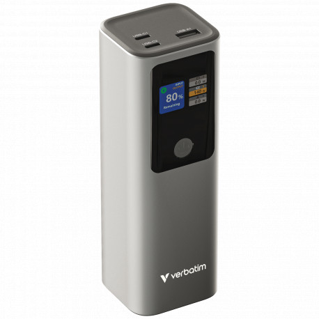 Verbatim Powerbank 27000 mAH Charge 'n' Go 183W max, Dual USB-C® port, 1xUSB-A, Smart digital TFT display