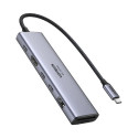 UGREEN 7-portni USB-C HUB na 1xUSB-A 3.2, 2xUSB-C 3.2, 1xSD/TF čitač memorijskih kartica, 1xUSB-C za napajanje, 1x HDMI, sivi