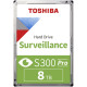 HDD Video Surveillance TOSHIBA S300 PRO 8TB CMR, 3.5'', 512MB, 7200RPM, SATA, 64 cameras, 24/7, TBW: