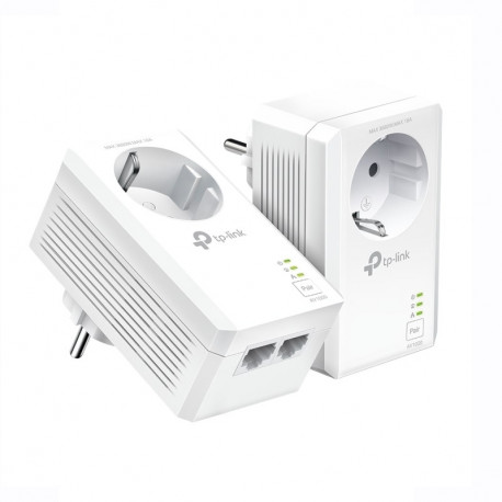 TP-Link AV1000 Powerline Gigabit mrežni adapter, 1000Mbps, dodatna strujna utičnica, 2×G-LAN, HomePlug AV2 (duplo pakiranje)