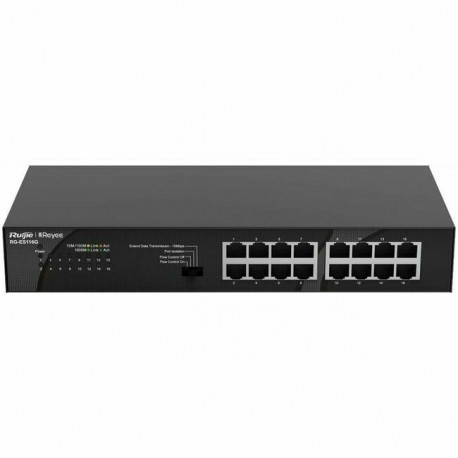 Ruijie switch 16-port unmanaged RG-ES116G16 10/100/1000 Mbps RJ45 Ports, Steel Case