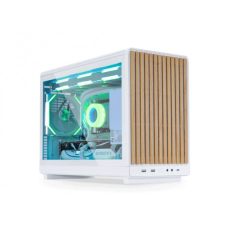 Računalniško ohišje Lian Li DAN Cases A3 Wood, kaljeno steklo, Micro-ATX, belo
