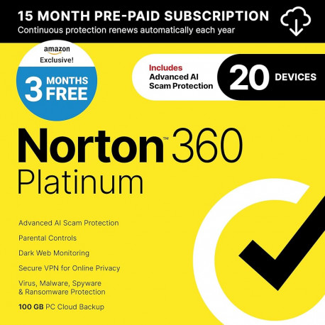 Norton 360 Platinum 20 Devices, 1 year, ESD