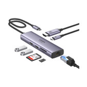 UGREEN 7-portni USB-C HUB na 2xUSB-A 3.2, 2xUSB-C 3.2, 1xUSB-C za napajanje, 2x HDMI 60 Hz, 1xHDMI, sivi
