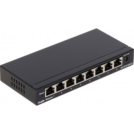 Ruijie switch 8-port Smart Cloud Unman. RG-ES108GD8 Gigabit RJ45 Ports ,Steel Case