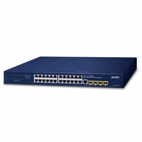 Planet 24-Port 10 100 1000T 4-Port 100 1000X SFP Managed Gigabit Switch with 36-72V DC Redundant Power