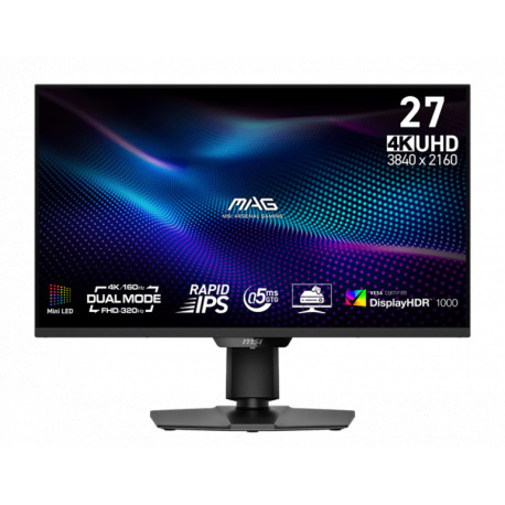 Monitor MSI MAG 274UPDF E16M / 27" / UHD / Rapid IPS / 160Hz / 0.5ms (GtG) / black - adjustable stand - PD 15W