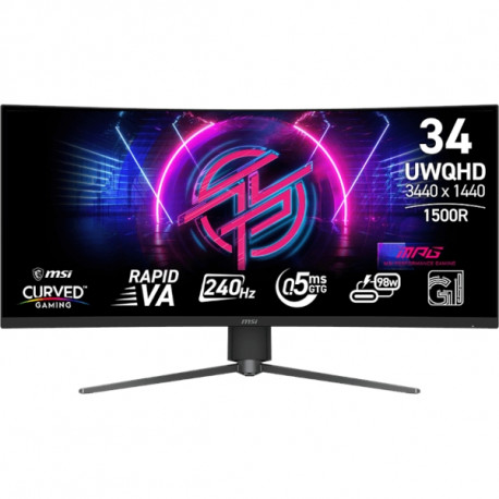Monitor MSI MPG 346CQRF X24 34" / UWQHD / 240Hz / 0.5ms / curved / HDR400 / USB-C 98W / height adjustable / black