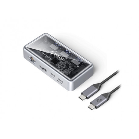 Priključna postaja USB-C, 6 v 1, 3x USB 3.0, HDMI, RJ-45, PD 100W, ORICO TM10-6P