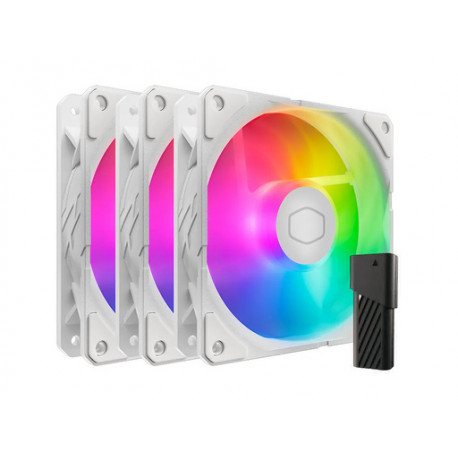 Ventilator za ohišje Cooler Master SickleFlow Edge 120 ARGB White Edition, PWM 120mm, komplet 3 kom, bel