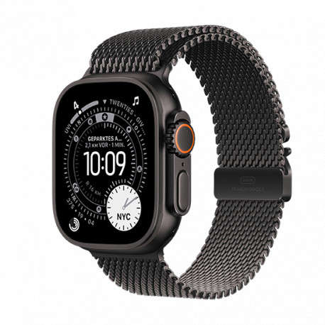 Watch Apple Watch Ultra 3 (2025) 5G 49mm Black Titanium Case with Black Titanium Milanese Loop M - Black