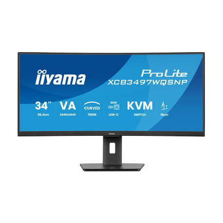 IIYAMA 34" XCB3497WQSNP-B1 UWQHD (3440×1440) curved VA, 21:9,350 cd/m2, 3000:1, HDMI x2, DP,  USB-C dock, RJ45, KVM switch, H