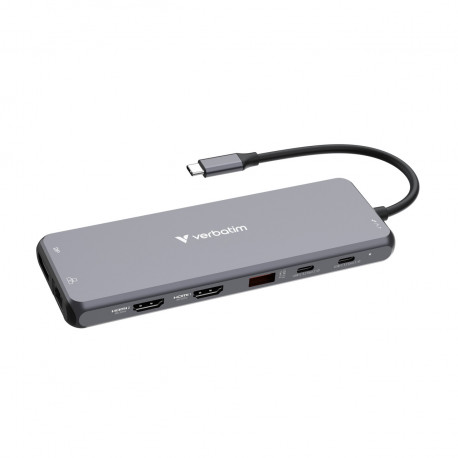 Verbatim USB-C Pro Multiport Hub 13 Port CMH-13: 2xHDMI, 1xDisplayPort, 1xRJ45, 3xUSB-A 3.2 Gen 1, 1xUSB-A 3.2 Gen 2, 2xUSB-A